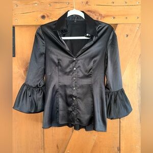 BCBG Max Azria Black Satin Women's Top Sz XS